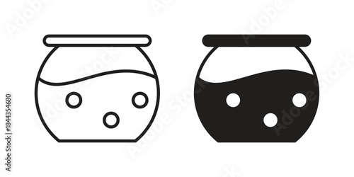 Fish bowl icons on white background. Line vector sign, symbol for web and mobile