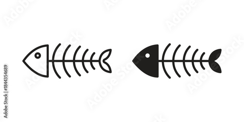 Fishbone icons on white background. Line vector sign, symbol for web and mobile