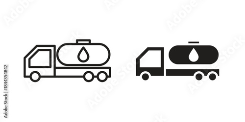 Fuel truck icons on white background. Line vector sign, symbol for web and mobile