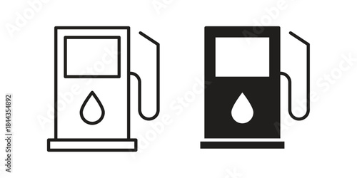 Gas station icons on white background. Line vector sign, symbol for web and mobile