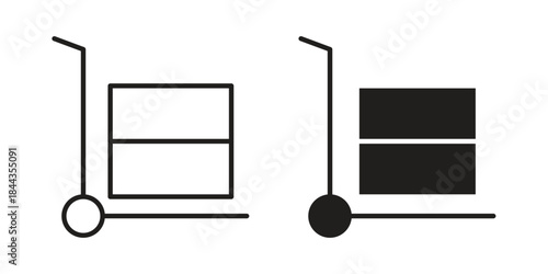 Hand truck icons on white background. Line vector sign, symbol for web and mobile