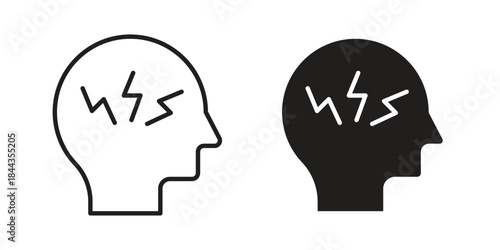 Headache icon icons on white background. Line vector sign, symbol for web and mobile