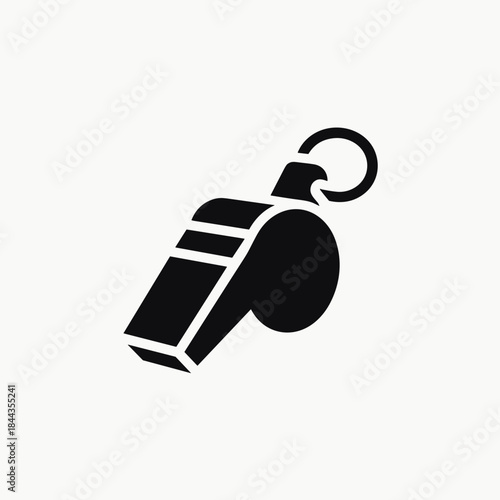 Black whistle on white background for sports and coaching  