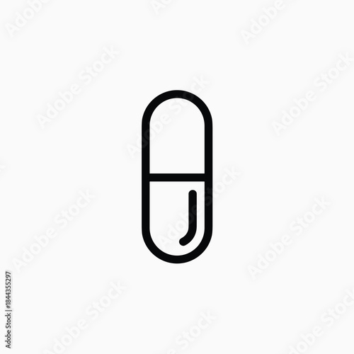 Outline of a medical capsule in minimalistic style  