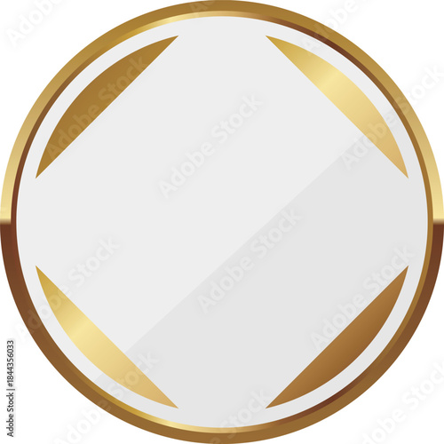 高級感のあるシンプルな円形フレーム　ホワイト＆ゴールド