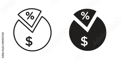 Dividend icons collection. Thin linear and black flat icons