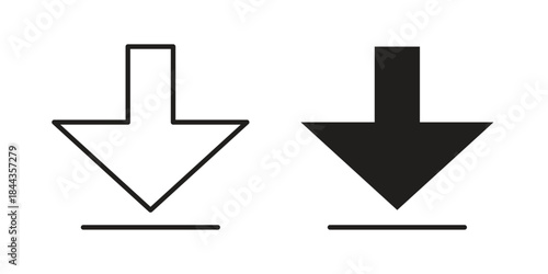 Download icons collection. Thin linear and black flat icons