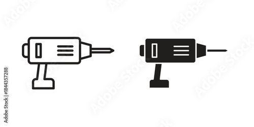 Drill icons collection. Thin linear and black flat icons