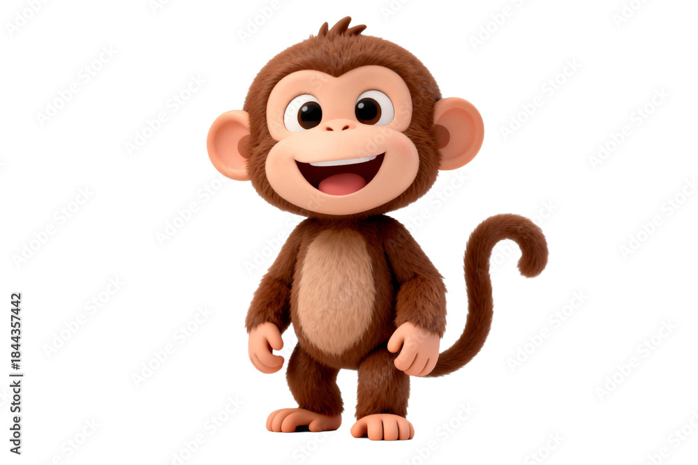 Fototapeta premium Cute 3D Cartoon Monkey Character