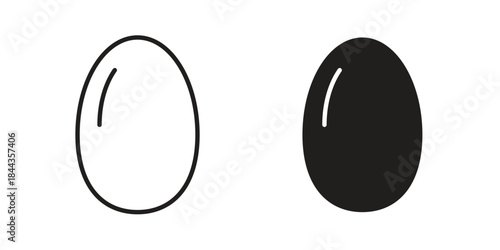 Egg icons collection. Thin linear and black flat icons