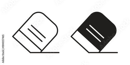 Eraser icons collection. Thin linear and black flat icons