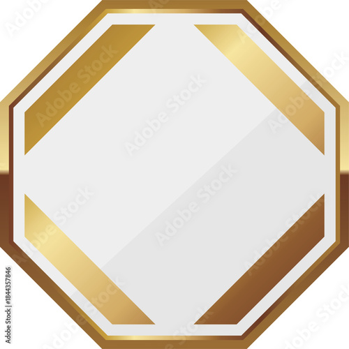 高級感のあるシンプルな八角形フレーム　ホワイト＆ゴールド