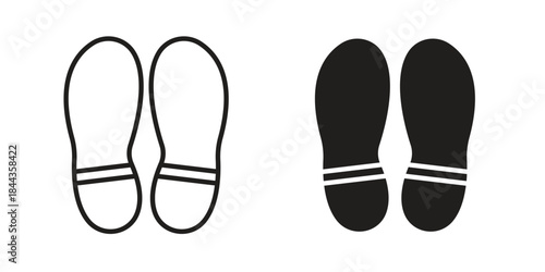 Footprint icons collection. Thin linear and black flat icons