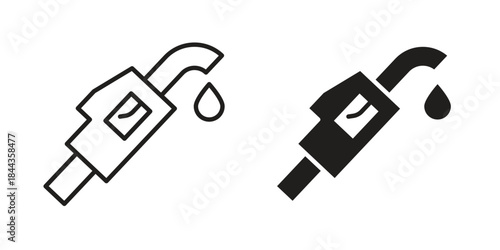 Fuel icons collection. Thin linear and black flat icons