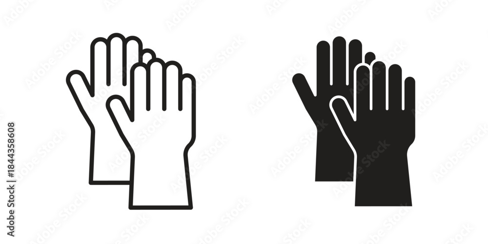 Fototapeta premium Glove icons collection. Thin linear and black flat icons