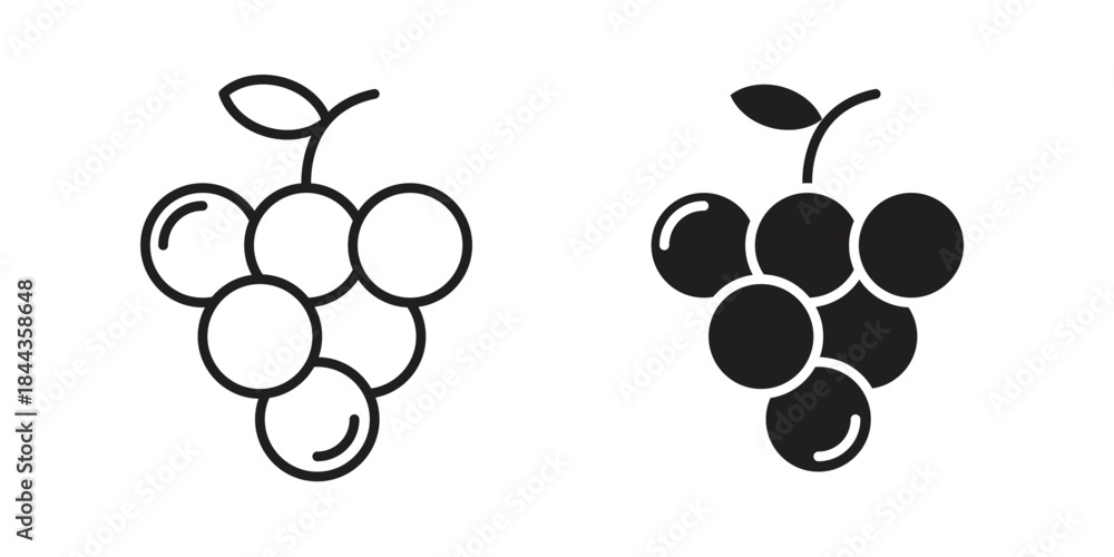 Obraz premium Grapes icons collection. Thin linear and black flat icons