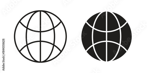 Globe icons collection. Thin linear and black flat icons
