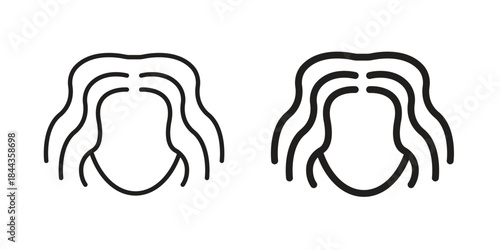 Hair icons collection. Thin linear and black flat icons