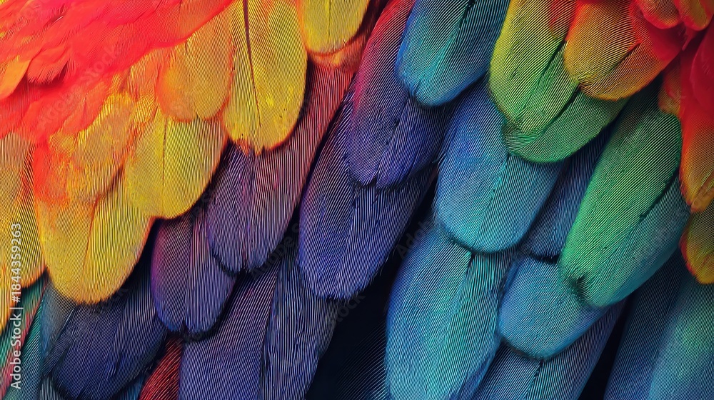 Obraz premium Abstract background featuring a blend of colorful feather details, great for website backgrounds, branding materials, or nature-themed art.