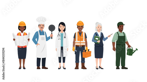 Diverse group of people in medical setting. Doctors, patients, and family members. Healthcare and medical illustration. Vector graphic. People with disabilities. Medical professionals.