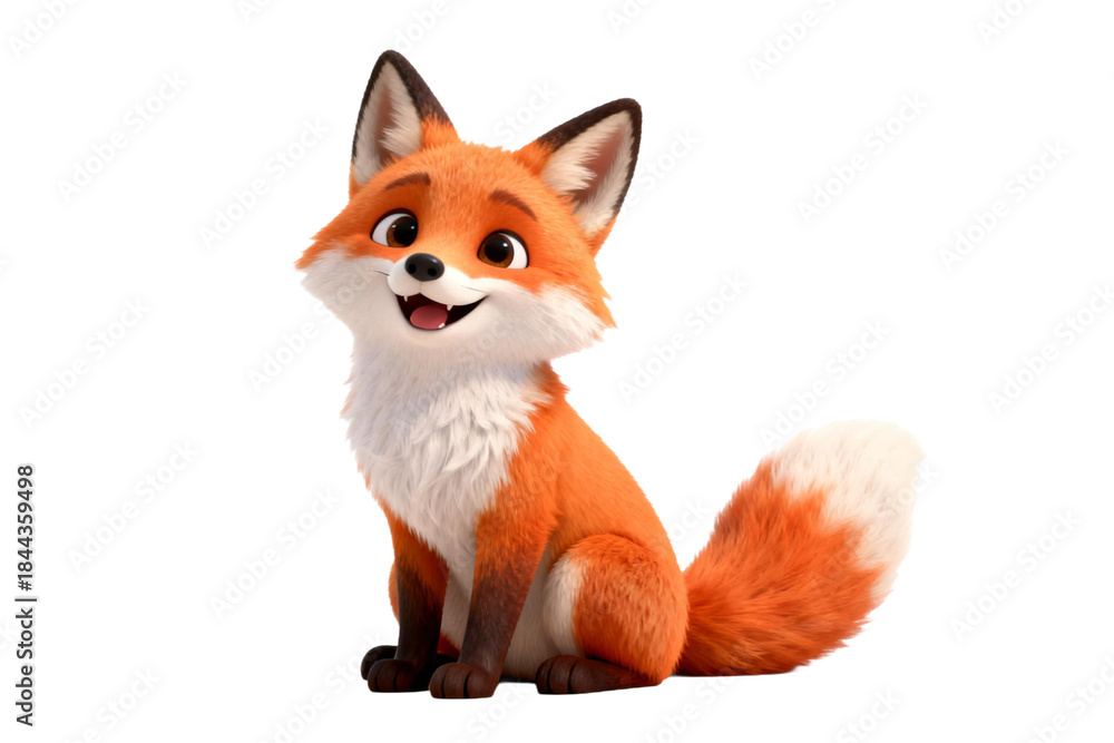 Fototapeta premium Cute Animated Red Fox Character