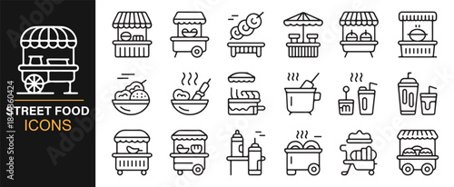 Professional street food icon collection for food branding projects