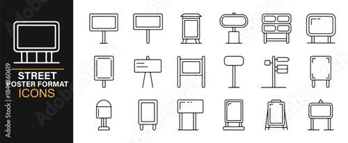 Structured street poster format icon set for commercial design use