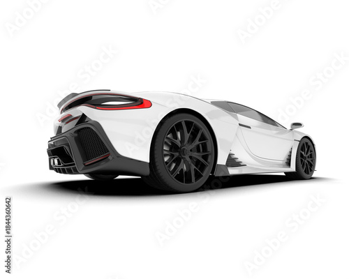 White sport car rear view with black grill section high resolution transparent png photo