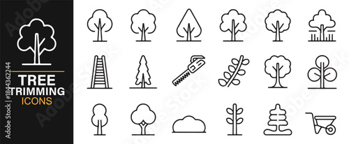 Minimal gardening and pruning icons for outdoor nature graphics