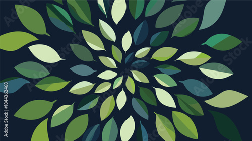 Stylized leaf cluster arranged into a star pattern, featuring organic shapes, natural symmetry and modern decorative design, expressing harmony, growth, nature balance and creative botanical 