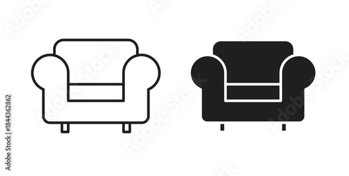 Sofa icon simple vectors in black, suitable for projects