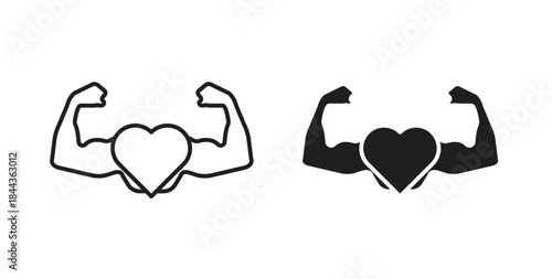 Strong heart icon simple vectors in black, suitable for projects