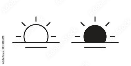 Sunrise icon simple vectors in black, suitable for projects