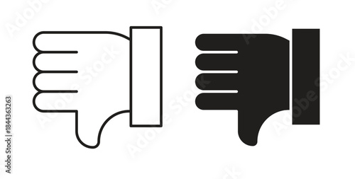 Thumbs down icon simple vectors in black, suitable for projects