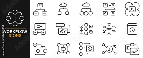 Modern vector workflow icons for automation, planning, and system design