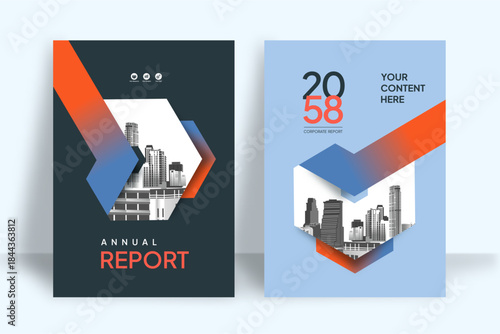 Business Report Cover Template – Blue Geometric Layout (A4)