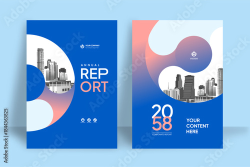 Business Report Cover Template – Blue Geometric Layout (A4)
