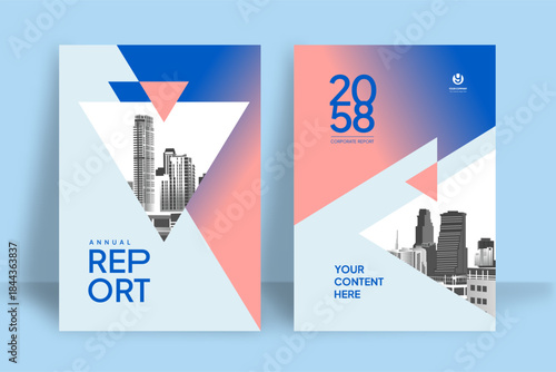 Business Report Cover Template – Blue Geometric Layout (A4)
