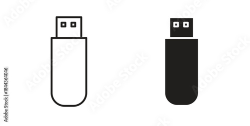 usb drive icon simple vectors in black, suitable for projects