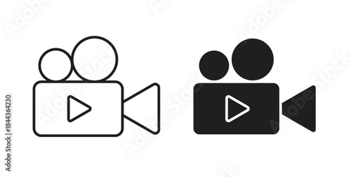 Video camera icon simple vectors in black, suitable for projects