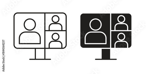 Video chat icon simple vectors in black, suitable for projects