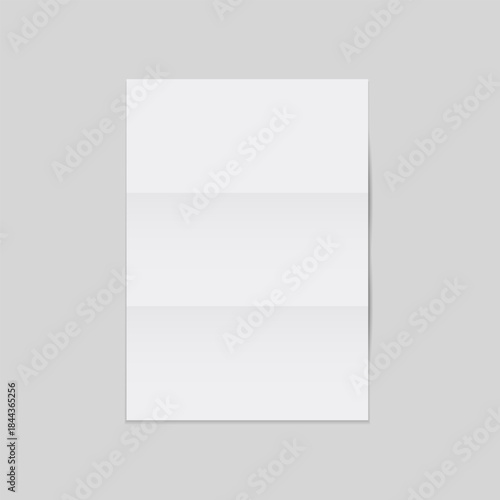 A white blank sheet of A4 paper folded three times. Layout of a letter, leaflet, brochure booklet, flyer or invitation card