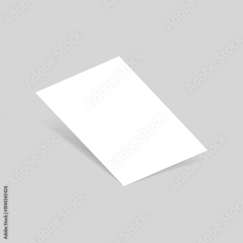 A separate sheet of A4 paper on a gray background. A mock-up of a letter, leaflet, brochure booklet, flyer, or invitation card. Vector illustration