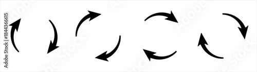 Arrow circle set of arrows with rounded corners that form circular shape motion direction movement repeat loop cycle symbol