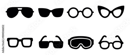 Assorted eyewear styles set eyeglasses sunglasses