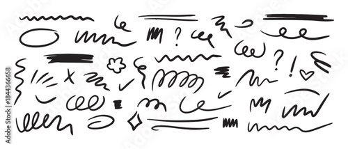 Assorted hand drawn doodle scribble