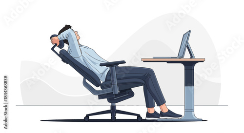 Serene break during work: A contemporary illustration of relaxation and productivity