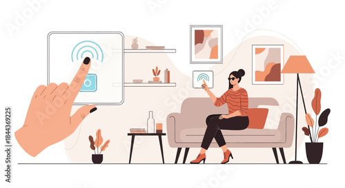 Smart home automation system display showcasing modern lifestyle and effortless control for a