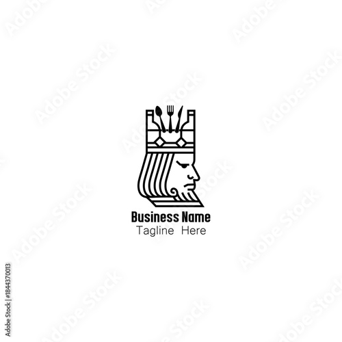 Elegant King Chef Logo with Culinary Utensil Crown for Restaurant Branding