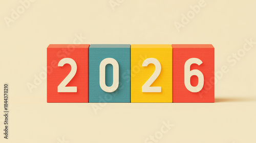 2026 New Year Colorful Blocks Concept Illustration